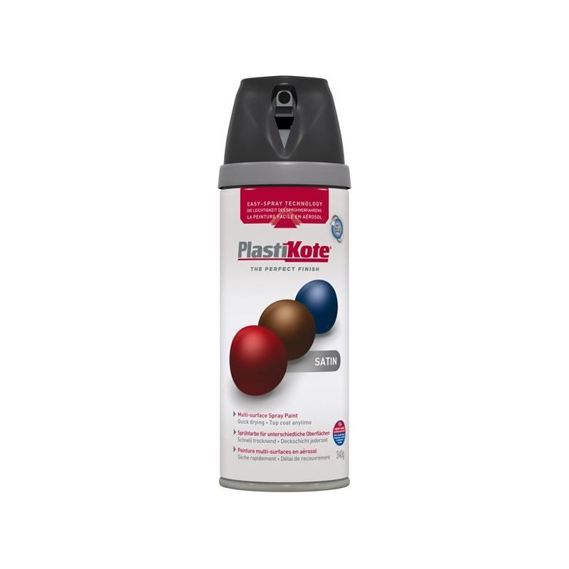 Plastikote Twist & Spray Satin Black 400ml PlastiKote - Dynamic Drive