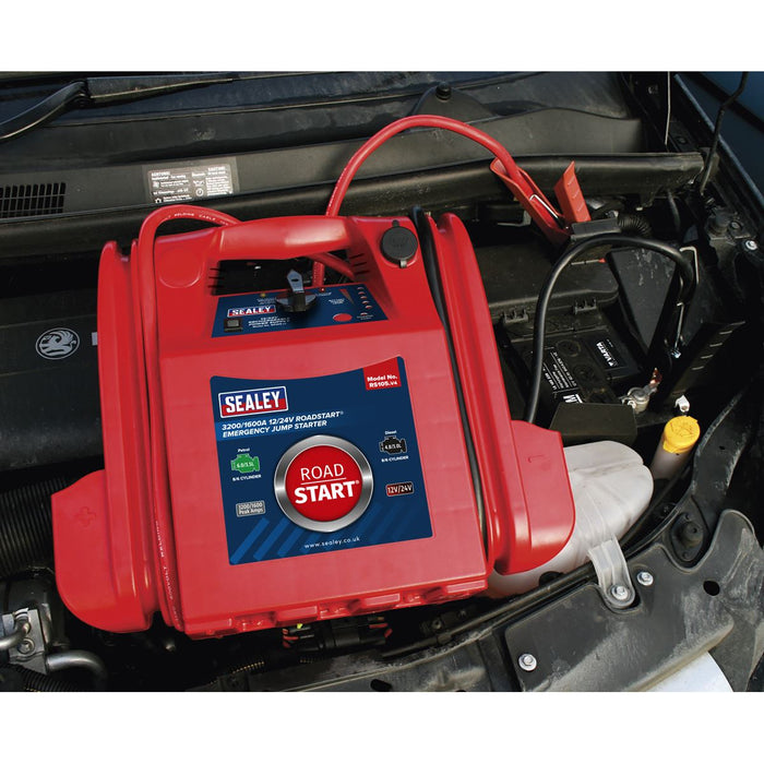 Sealey RoadStart® Emergency Jump Starter 12/24V 3200/1600 Peak Amps Sealey  - Dynamic Drive
