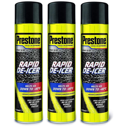 3x Prestone Car Rapid De-Icer Melts Windscreen Ice Frost Snow Aerosol Deicer Prestone  - Dynamic Drive