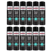 12 x Simoniz Large Tough Satin Black Aerosol Car Auto Spray Paint 500ml SIMONIZ  - Dynamic Drive