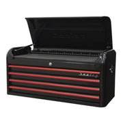 Sealey Topchest 4 Drawer Wide Retro Style Black with Red Anodised Drawer Pulls Sealey - Dynamic Drive