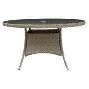 Dellonda Chester Rattan Wicker Round Outdoor Dining Table Tempered Glass Top Dellonda - Dynamic Drive
