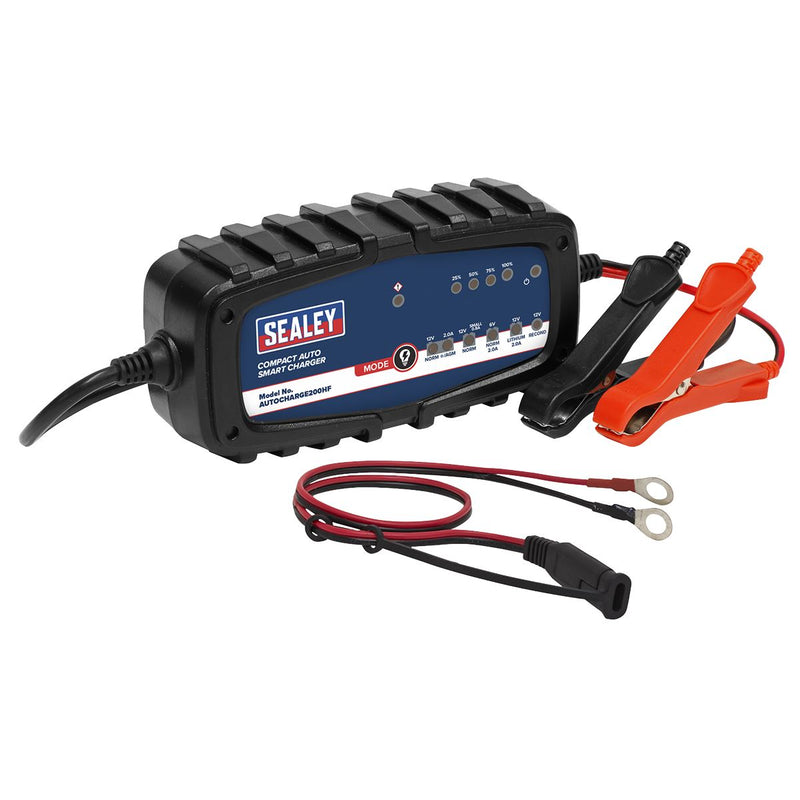 Sealey Compact Auto Smart Charger 2A 6/12V AUTOCHARGE200HF Sealey  - Dynamic Drive