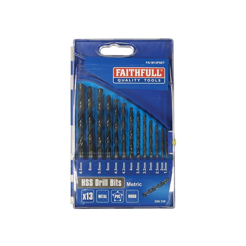 Faithfull HSS Jobber Drill Bit Set, 13 Piece (1.5-6.5mm) Faithfull - Dynamic Drive