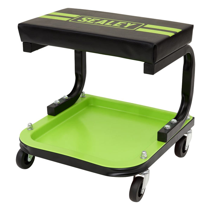 Sealey Mechanic's Utility Seat Deluxe Hi-Vis Green SCR9HV Sealey - Dynamic Drive