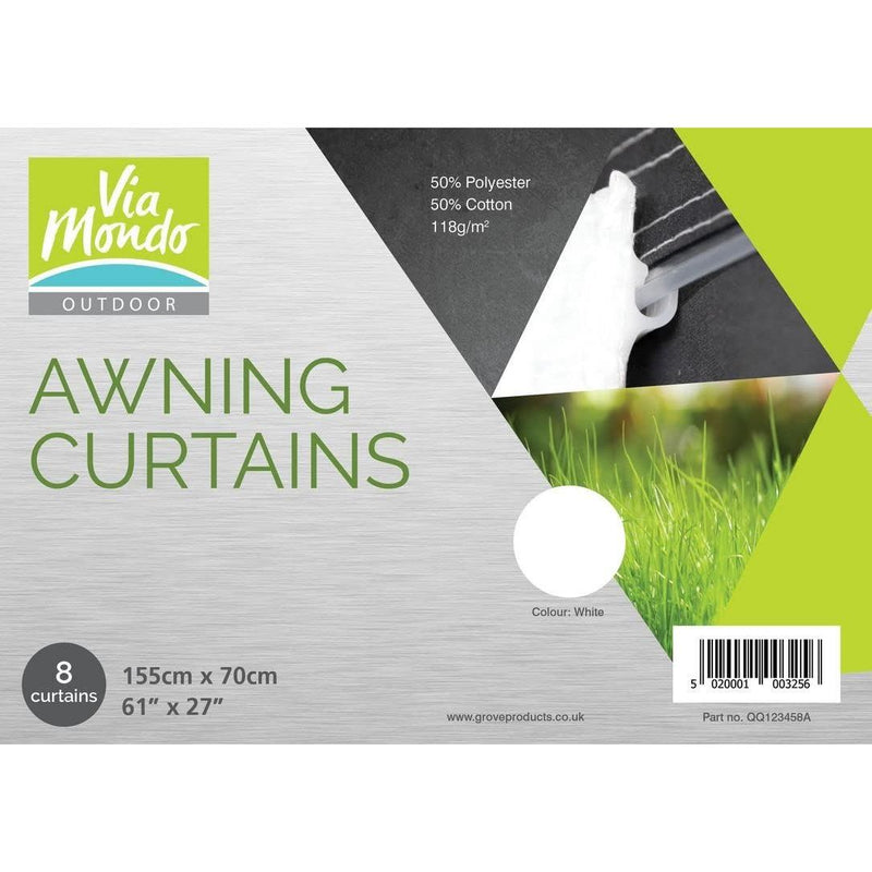 Via Mondo Awning Curtains 155 X 70Cm (8) White QQ123458A Via Mondo - Dynamic Drive