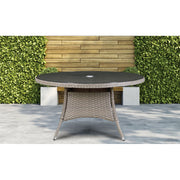 Dellonda Chester Rattan Wicker Round Outdoor Dining Table Tempered Glass Top Dellonda - Dynamic Drive