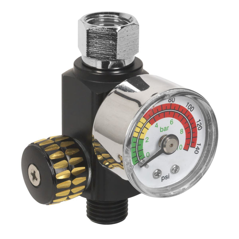 Sealey On Gun Air Pressure Regulator Gauge Spray Gun Air Tool Accessories Sealey  - Dynamic Drive