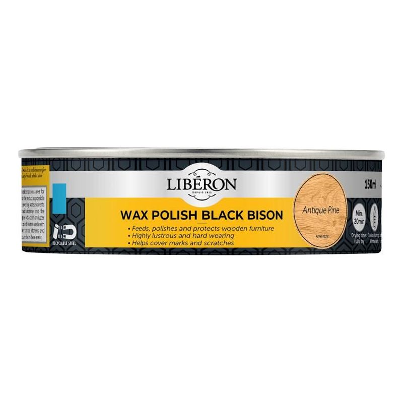 Liberon Black Bison Wax Paste Antique Pine 150ml Liberon - Dynamic Drive