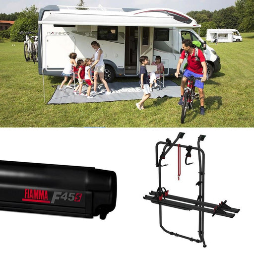 Fiamma F45S Awning, Fixing Bracket, Bike Carrier Bundle for VW T6 LWB Vans Fiamma - Dynamic Drive