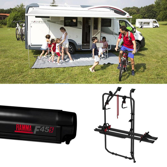 Fiamma F45S Awning, Fixing Bracket, Bike Carrier Bundle for VW T6 LWB Vans Fiamma - Dynamic Drive