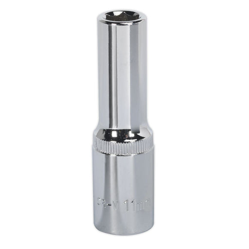 Sealey WallDrive Socket 11mm Deep 1/2"Sq Drive Fully Polished SP1211D Sealey - Dynamic Drive