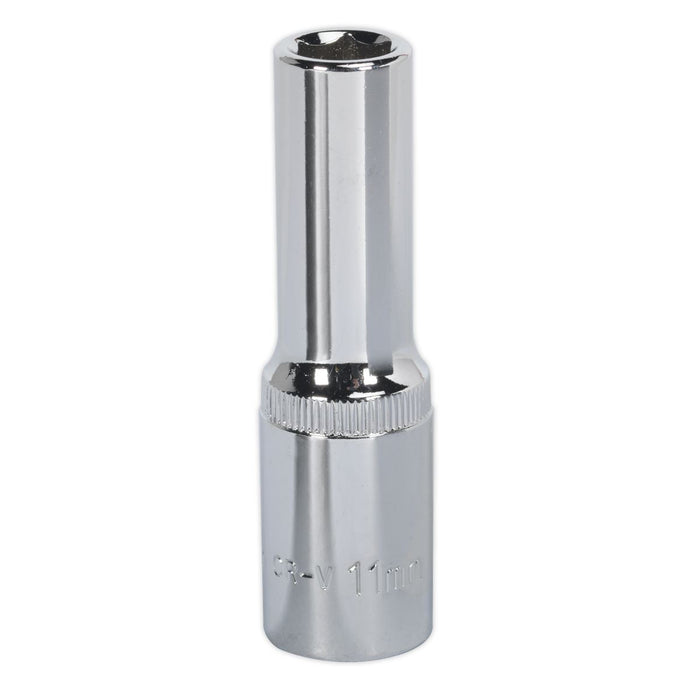 Sealey WallDrive Socket 11mm Deep 1/2"Sq Drive Fully Polished SP1211D Sealey - Dynamic Drive