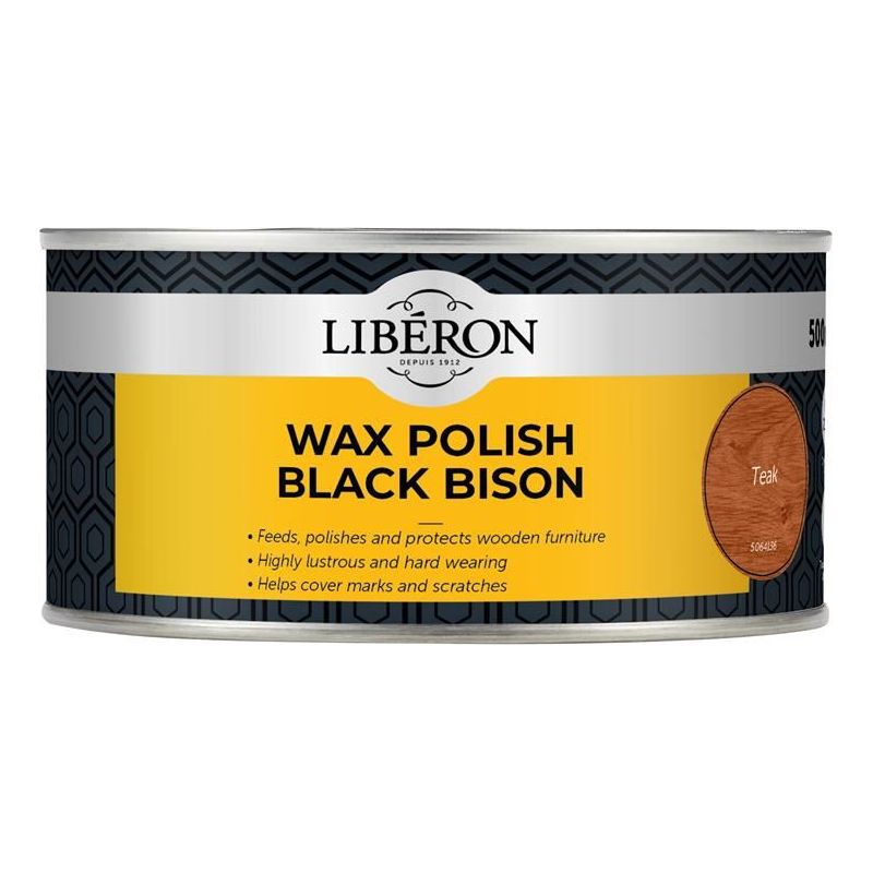 Liberon Black Bison Wax Paste Teak 500ml Liberon - Dynamic Drive