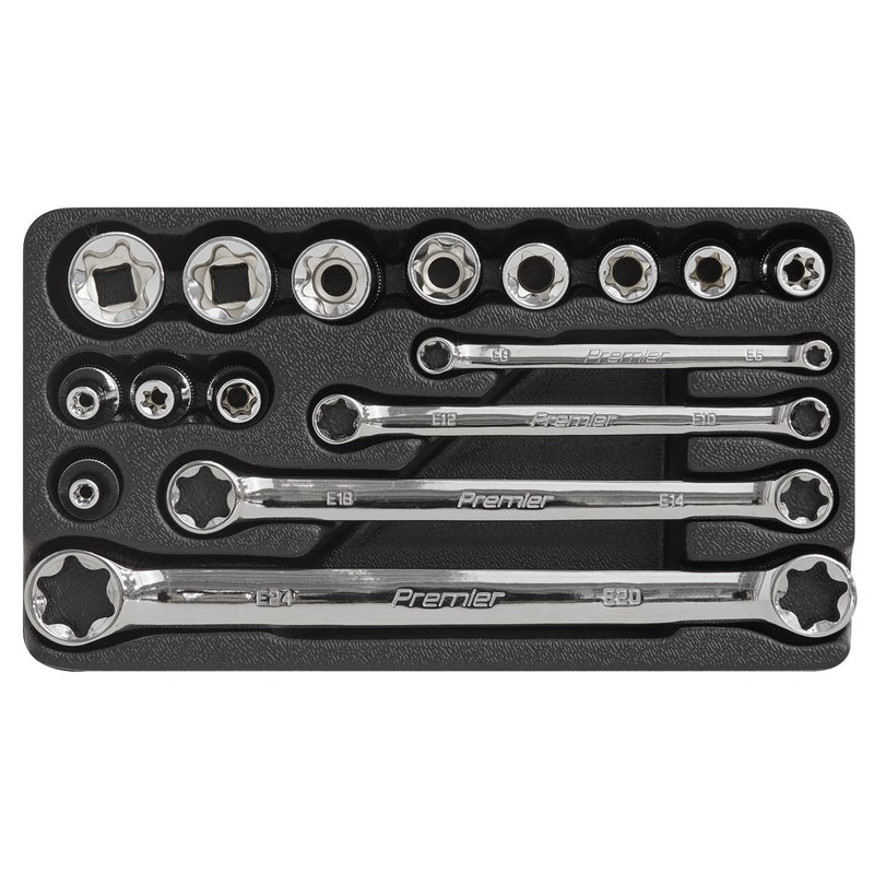 Sealey Premier 16pc Trx-Star* Socket & Spanner Set 3/8" Sq Drive E6-E24 Sealey  - Dynamic Drive