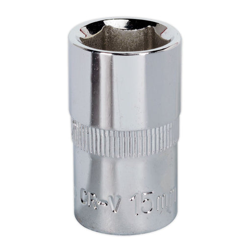 Sealey WallDrive Socket 15mm 1/2"Sq Drive Fully Polished SP1215 Sealey - Dynamic Drive