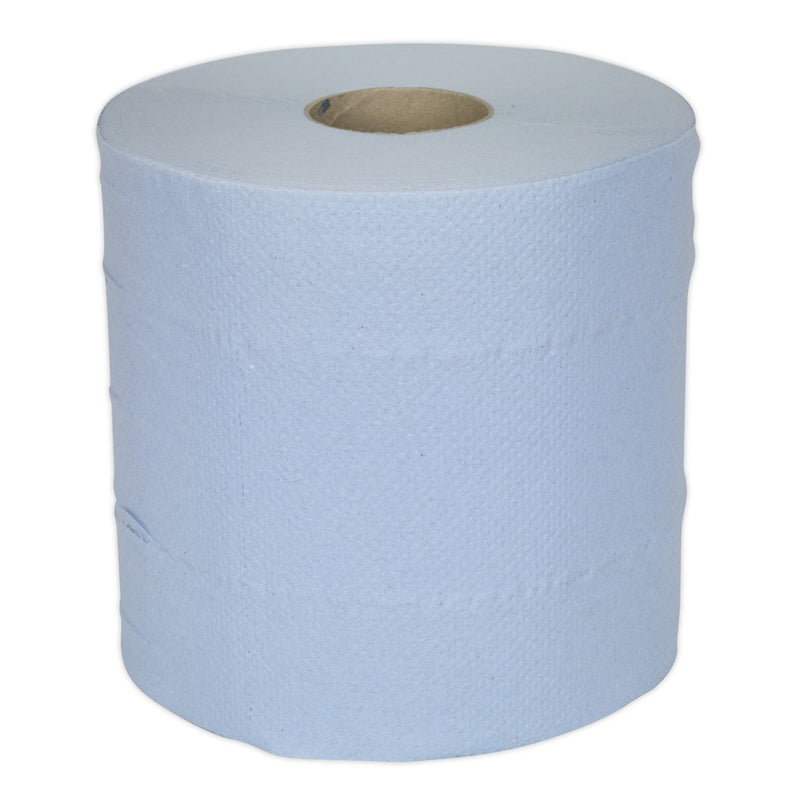 Sealey Paper Roll Blue 2-Ply Embossed 150m Pack of 6 BLU150 Sealey - Dynamic Drive