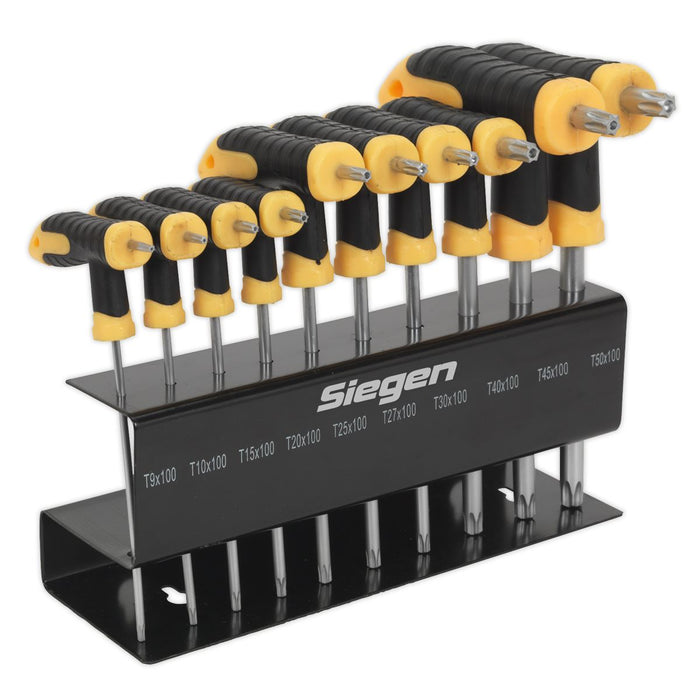 Siegen 10pc T-Handle Trx-Star Security Key Set T9-T50 in Metal Stand Torx Trx Siegen  - Dynamic Drive