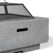 Dellonda Square Fire Pit with BBQ Grill Safety Mesh Screen Fire Poker Dark Grey Dellonda - Dynamic Drive
