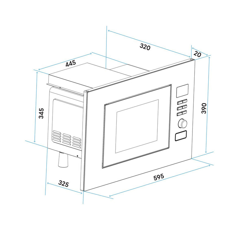 Baridi Integrated Microwave Oven 20L Capacity 900W - Stainless Steel Baridi - Dynamic Drive