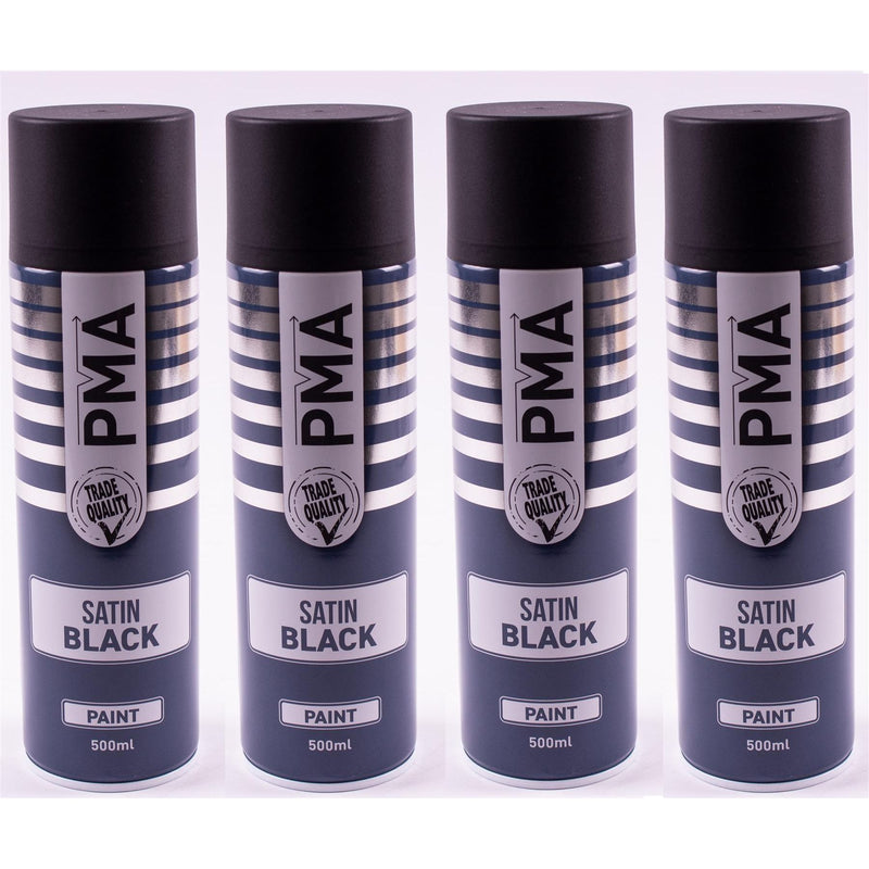 4 X Autotek Satin Black Paint Spray Aerosol 500Ml High Coverage Satin Black Autotek - Dynamic Drive