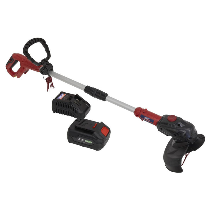 Sealey Cordless Grass Strimmer 20V Lawn Cutter Garden 4Ah Battery and Charger Sealey  - Dynamic Drive