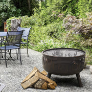 Dellonda Deluxe Firepit Fireplace Outdoor Patio Heater Cooking Grill & Poker Dellonda  - Dynamic Drive
