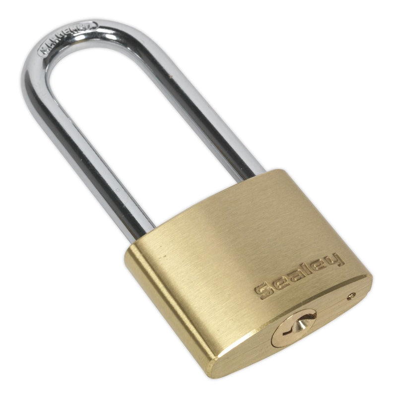Sealey Brass Body Padlock Long Shackle 40mm Sealey - Dynamic Drive