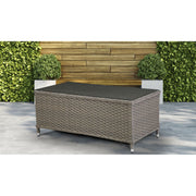 Dellonda Chester Rattan Wicker Outdoor Balcony Table with Tempered Glass Top Dellonda - Dynamic Drive
