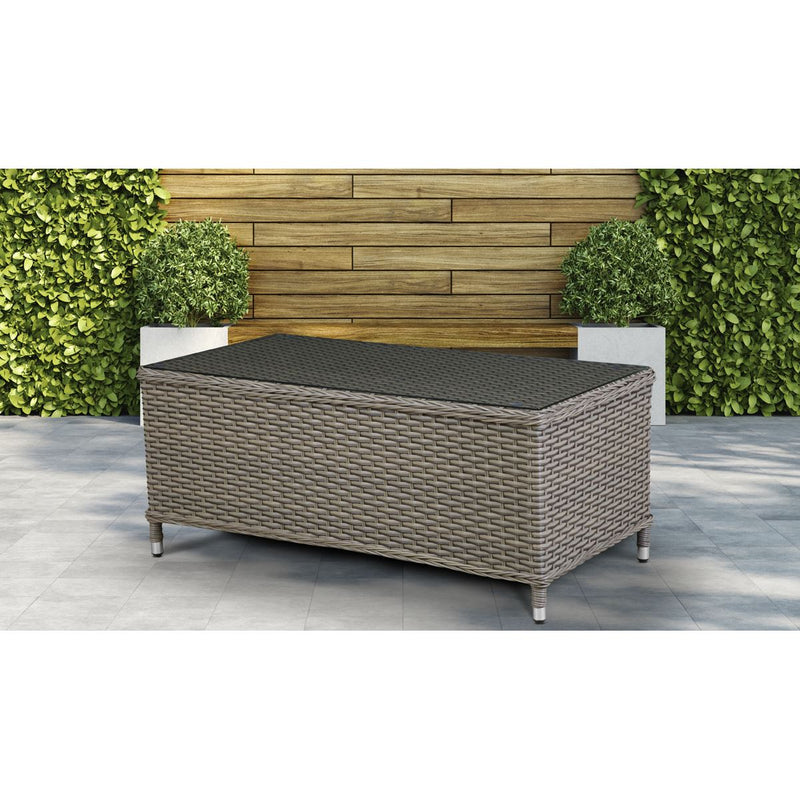 Dellonda Chester Rattan Wicker Outdoor Balcony Table with Tempered Glass Top Dellonda - Dynamic Drive