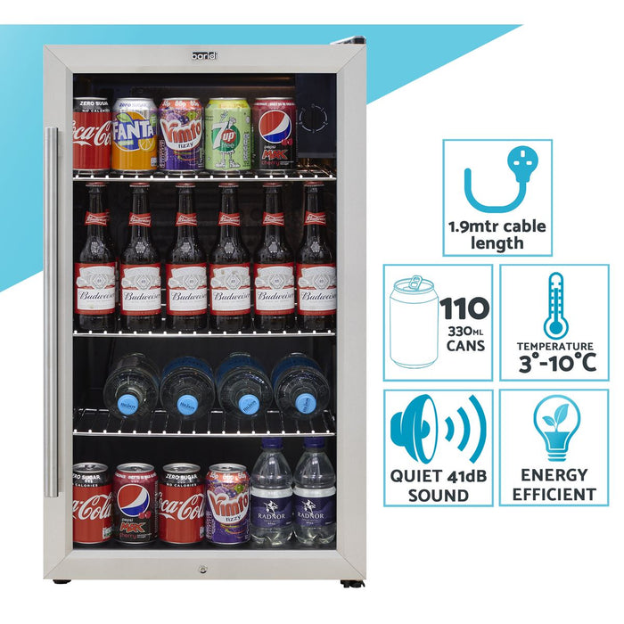 Baridi 85L Wine, Beer & Drinks Fridge with Thermostat - Stainless Steel Baridi  - Dynamic Drive