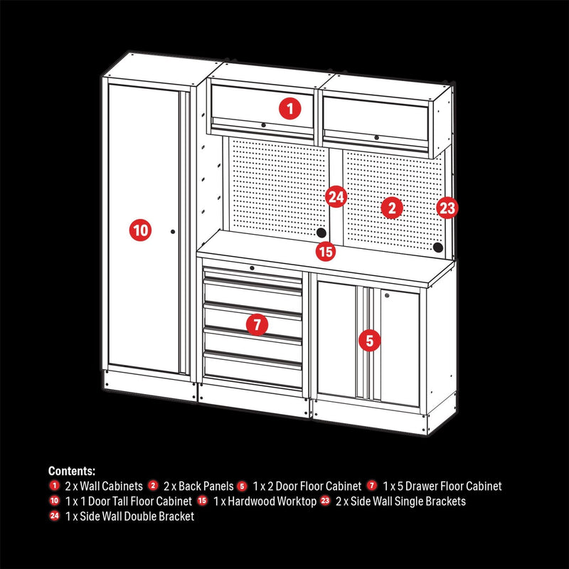 Draper BUNKER Modular Storage Combo with Hardwood Worktop (11 Piece) 04488 Draper - Dynamic Drive