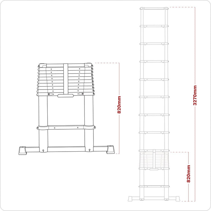 Sealey Telescopic Ladder 11-Tread Aluminium - BS EN 131 ATL11 Sealey - Dynamic Drive