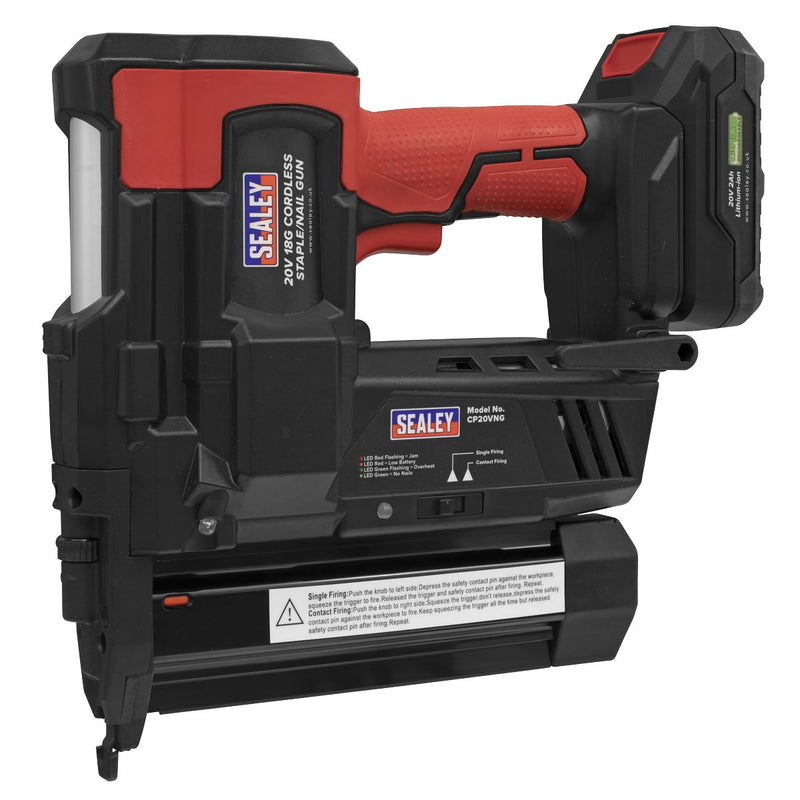 Sealey Cordless Nail/Staple Gun 18G 20V SV20 Series Body Only CP20VNG Sealey - Dynamic Drive