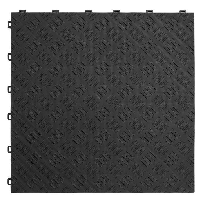 Sealey Polypropylene Floor Tile 400 x 400mm Black Treadplate Pack of 9 FT3B Sealey - Dynamic Drive