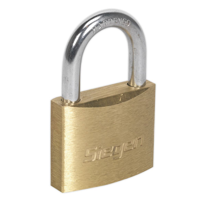 Seigen by Sealey Brass Body Padlock with Brass Cylinder 40mm S0987 Seigen by Sealey  - Dynamic Drive