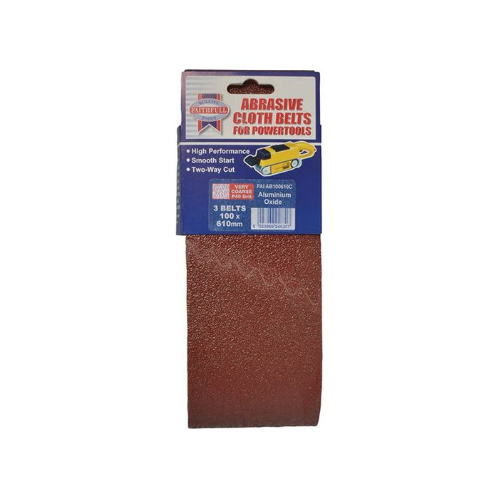 Faithfull Cloth Sanding Belt 610 x 100mm 60G (Pack 3) Faithfull - Dynamic Drive