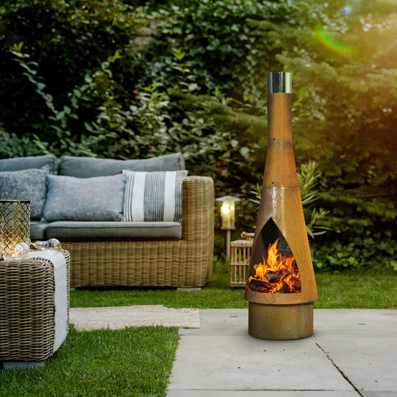 Dellonda Outdoor/Garden/Patio Conical Chiminea Fireplace Fire Pit Heater H127cm Dellonda - Dynamic Drive