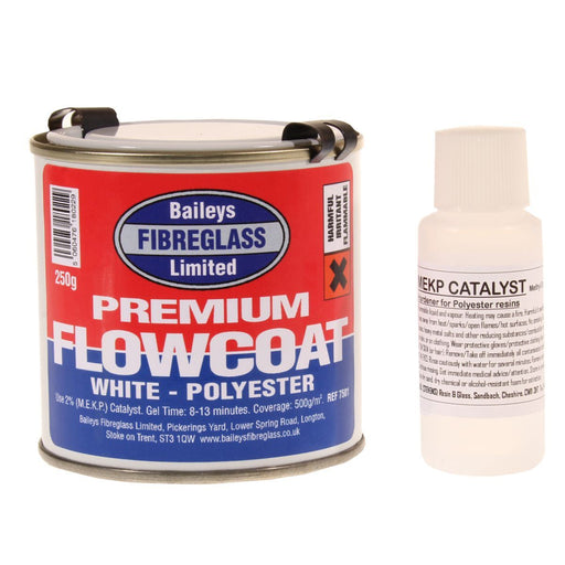 Baileys Fibreglass Flowcoat / Topcoat Brilliant White 250g for Glossy Finish Baileys - Dynamic Drive