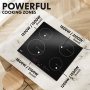Baridi Integrated Induction Hob with 4 Cooking Zones 60cm 2800W Output Baridi - Dynamic Drive