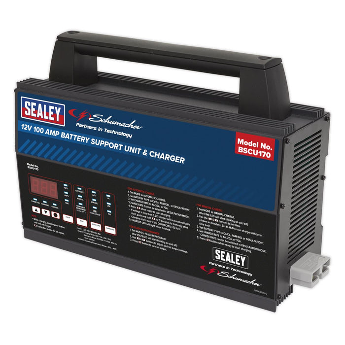 Sealey 12V Battery Support Unit & Charger 100A BSCU170 Sealey - Dynamic Drive