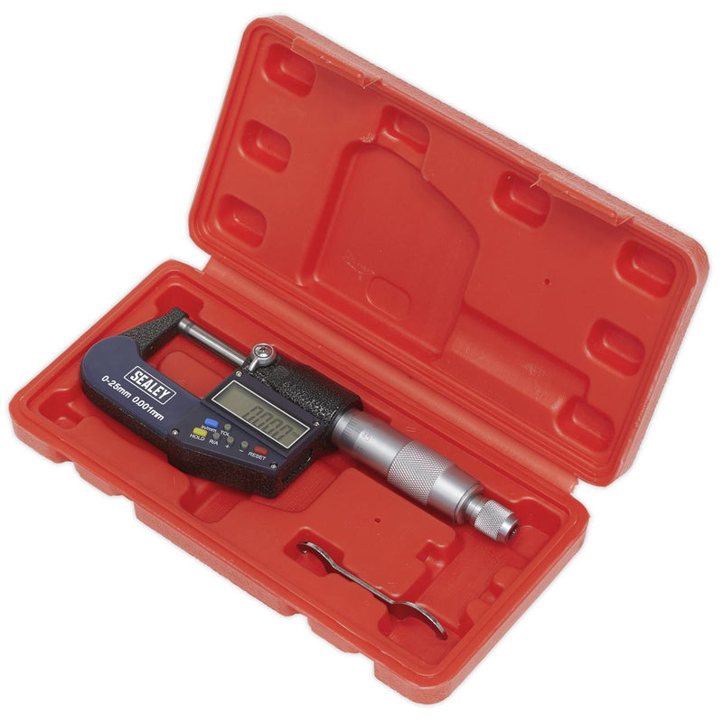 Sealey Digital External Micrometer 0-25mm(0-1") AK9635D Sealey - Dynamic Drive