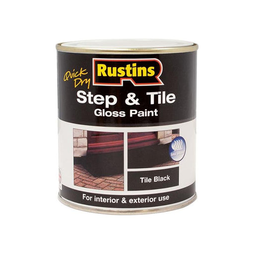 Rustins Quick Dry Step & Tile Paint Gloss Black 500ml Rustins - Dynamic Drive