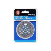Bluespot Tools Flat Steel Wire Wheel Brush 75mm x 6mm Arbor BlueSpot Tools - Dynamic Drive