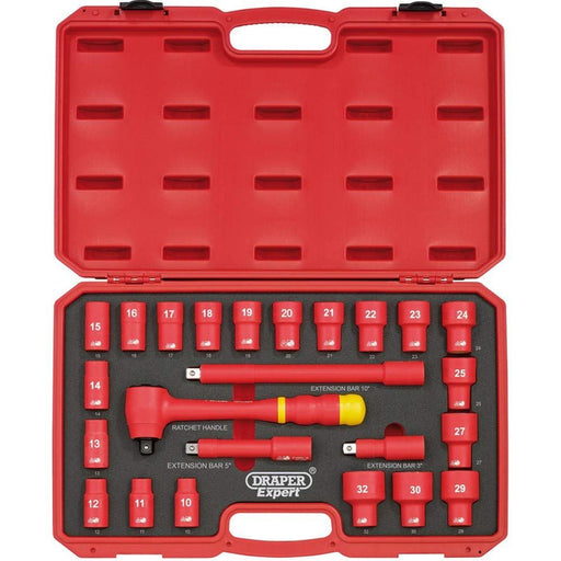 Draper VDE Approved Fully Insulated Metric Socket Set, 1/2" Sq. Dr. (24 Piece) Draper - Dynamic Drive