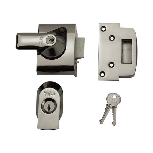Yale Locks BS2 Nightlatch British Standard Lock 40mm Backset Chrome Finish Visi Yale Locks - Dynamic Drive
