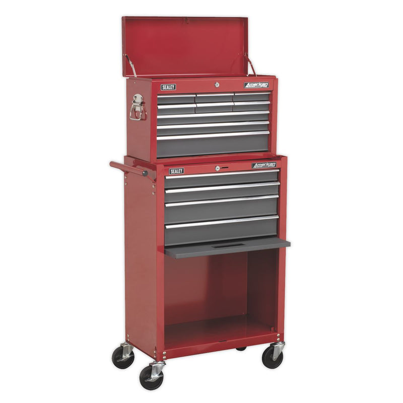 Sealey Topchest & Rollcab Combination 13 Drawer with Ball-Bearing Slides Red/Gre Sealey - Dynamic Drive