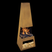 Dellonda Outdoor Chiminea Fireplace Heater Firewood Storage - Corten Steel Dellonda  - Dynamic Drive