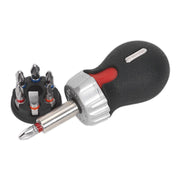 Sealey Fine Tooth Ratchet Screwdriver Set 8pc Stubby Platinum Series AK64908 Sealey - Dynamic Drive