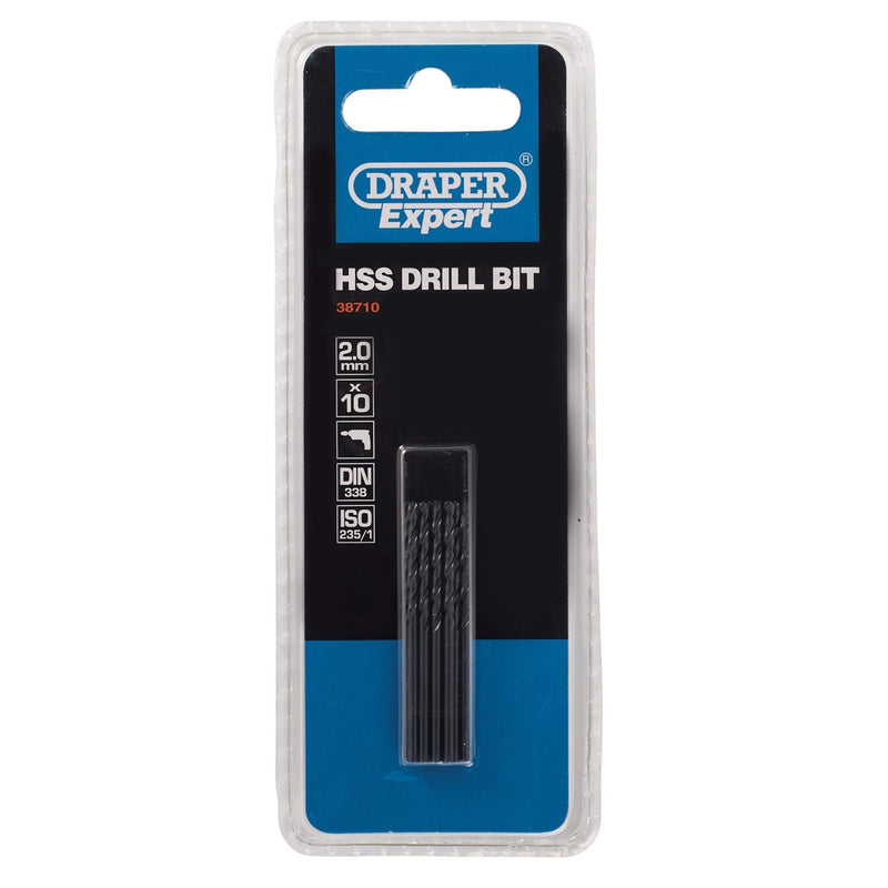 Draper HSS Drill Bit, 2.0mm (Pack of 10) 38710 Draper - Dynamic Drive
